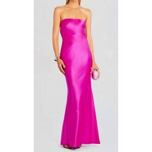 NEW RETROFETE keaton silk maxi dress in neon pink